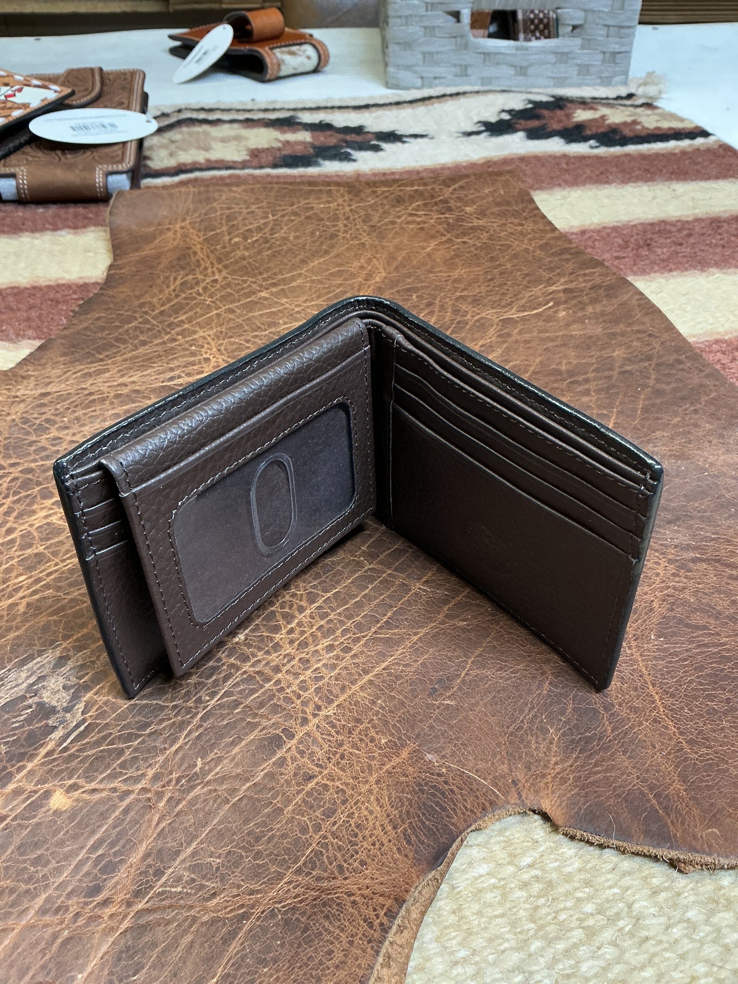 Bi-Fold Floral Carved 4 Aces Wallet w/Buck Stitching