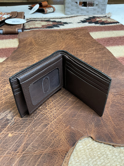 Bi-Fold Floral Carved 4 Aces Wallet w/Buck Stitching