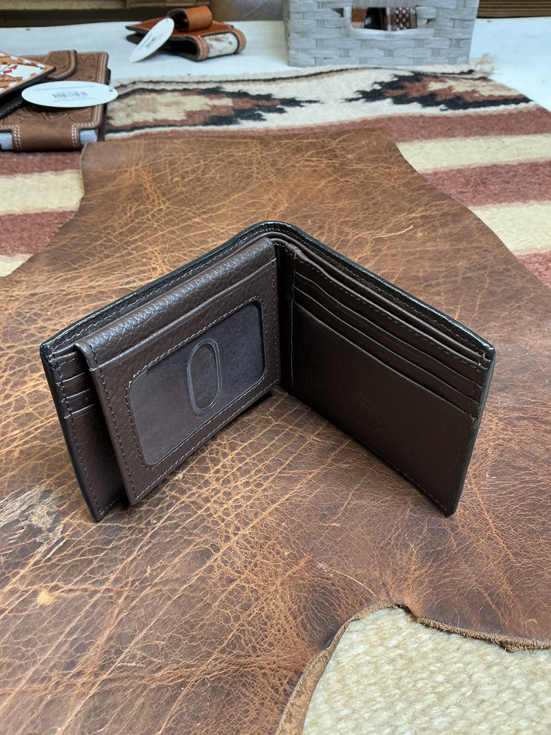 Bi-Fold Floral Carved 4 Aces Wallet w/Buck Stitching