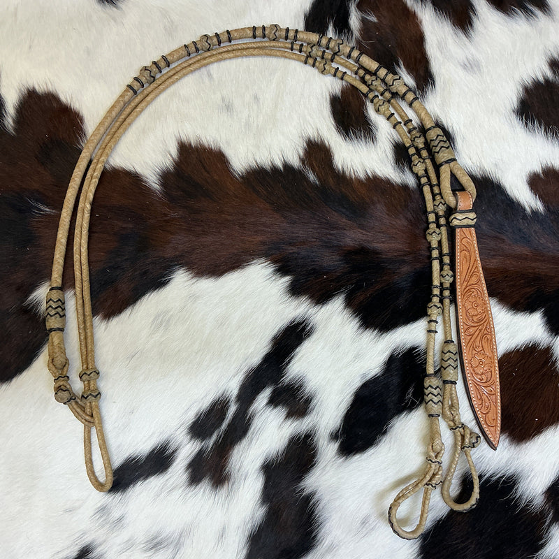 12 Plait Cowboy Accented Reins & Romal