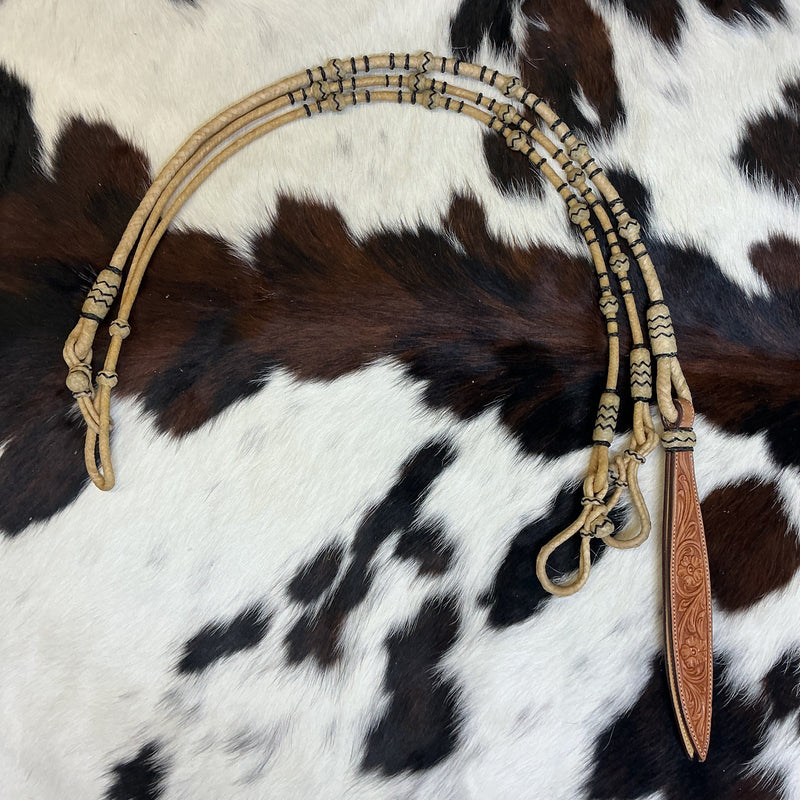 12 Plait Cowboy Accented Reins & Romal