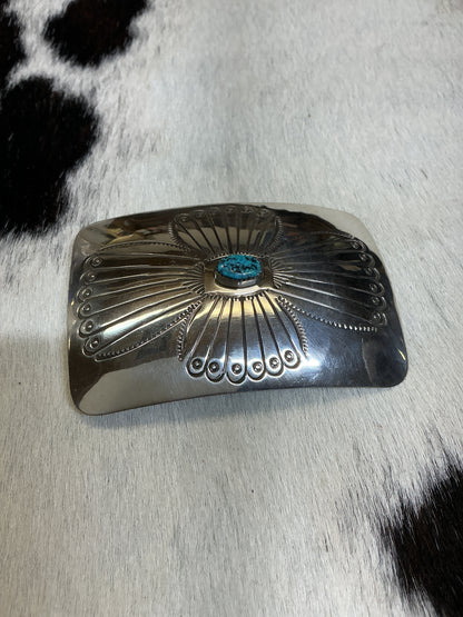 Sterling Silver w/Turquoise Stone Belt Buckle