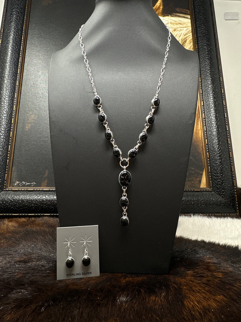 Black Onyx Necklace and Earring Set