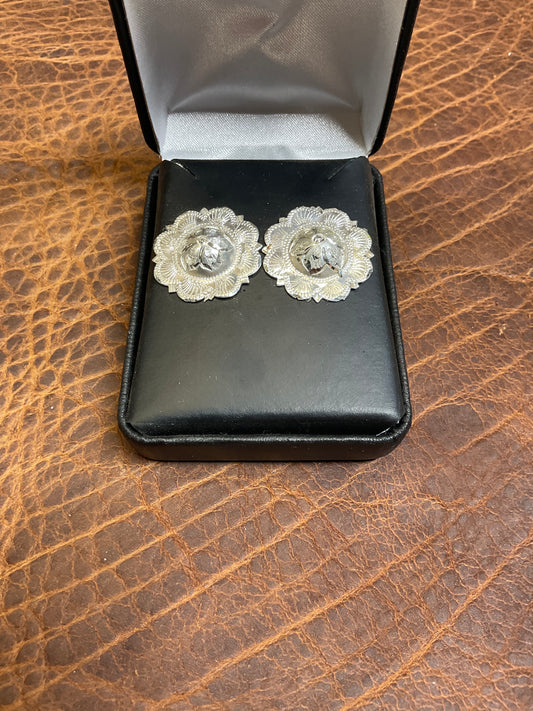 Sterling Silver Concho Earrings