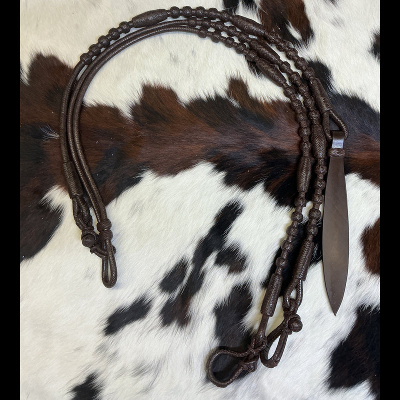 12 Plait Leather Oklahoma Reins & Romal