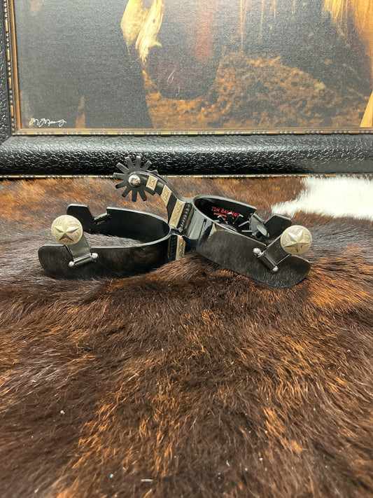 Ladies Spur Black Finish w/3 Silver Bars