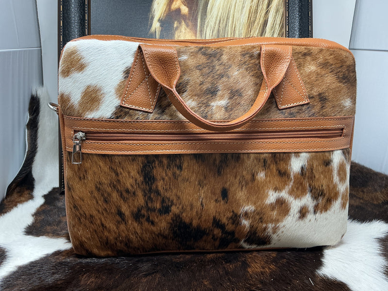 Red/White/Brown Cowhide Laptop Bag