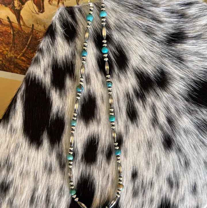 Sterling Melon Beads with Turquoise