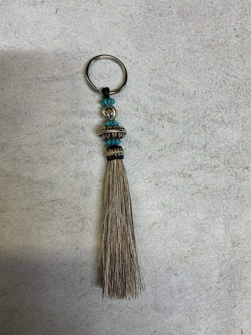 Horse Hair Tassel w/Beads Keychain