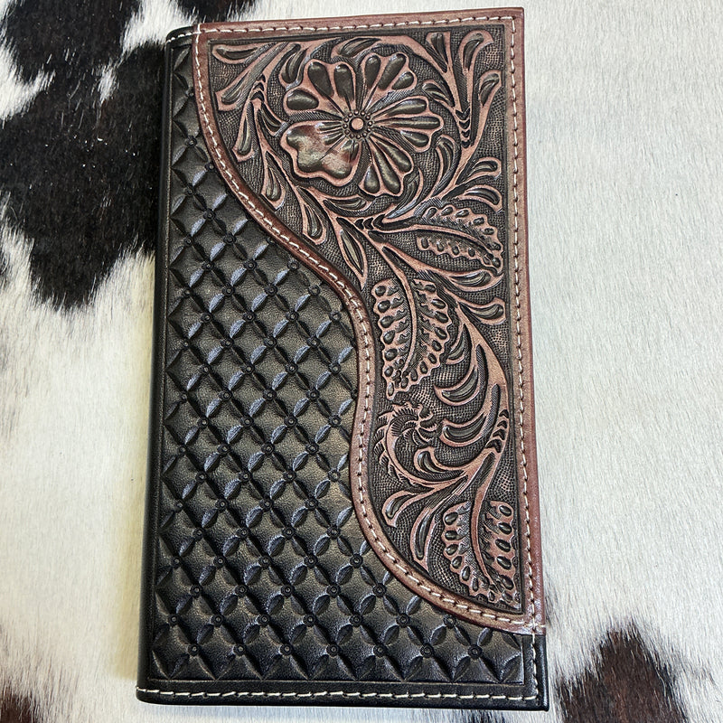 Tooled/Floral Checkbook Wallet
