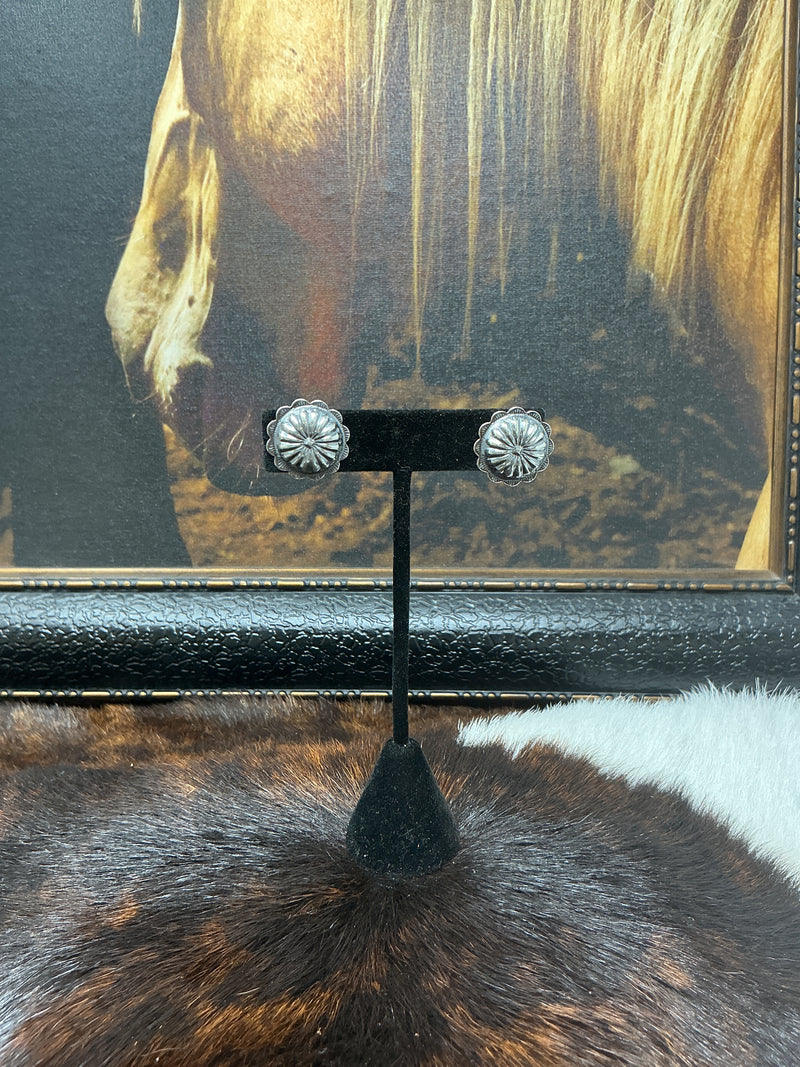 Sterling Silver Concho Earrings