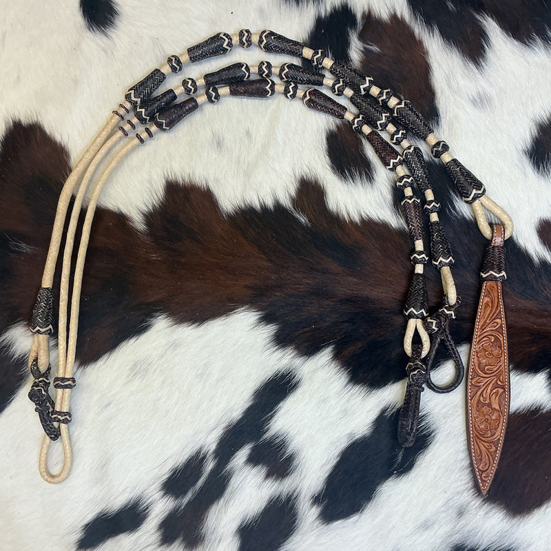 12 Plait Bell Button Reins & Romal