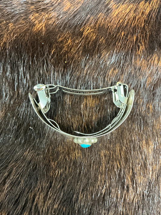 Stamped Sterling Silver w/Turquoise Ponytail Barrette