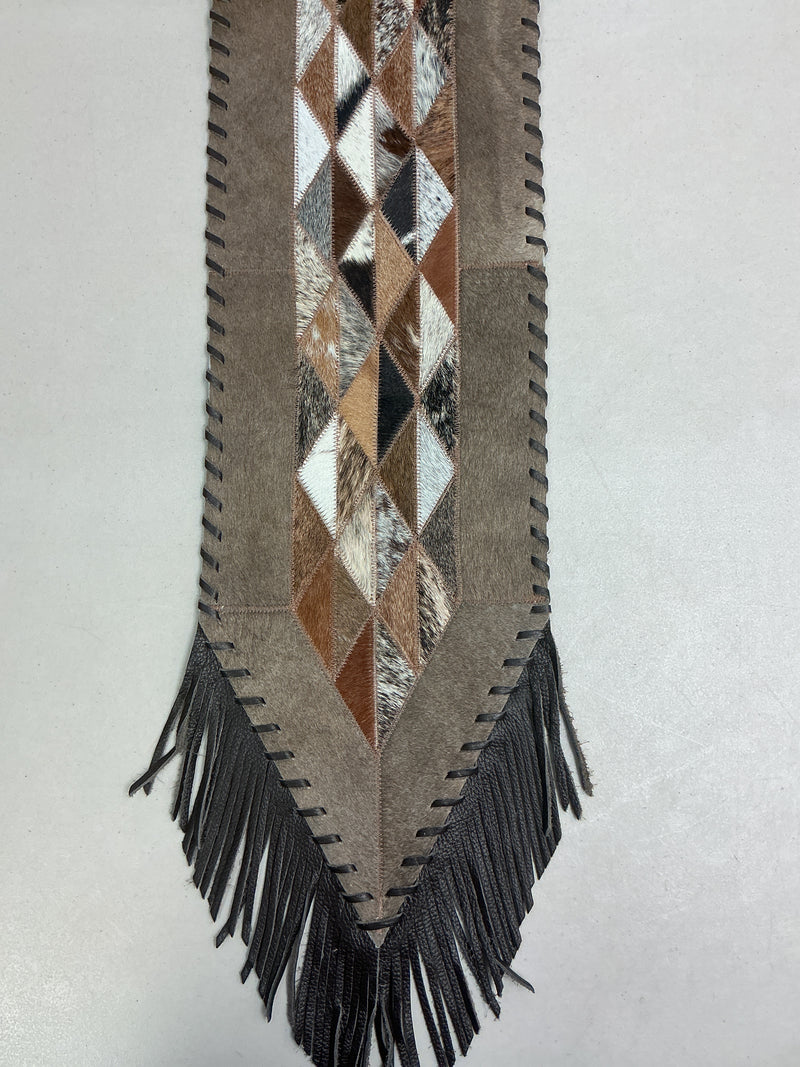 Cowhide Triangles Table Runner- X-Small