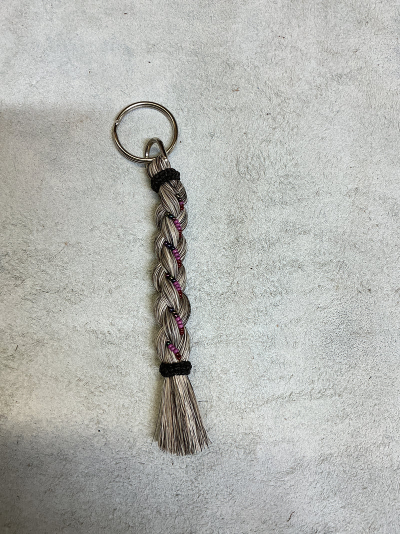 6" Braided Horsehair w/Beads Keychain