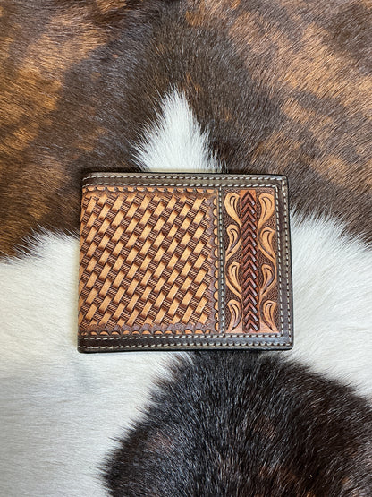 Bi-Fold Basket Stamped Wallet w/Tooling