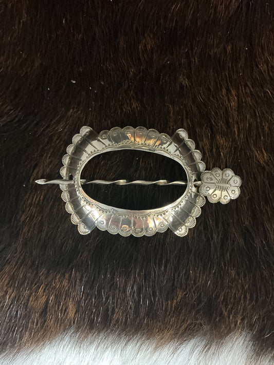 Stamped Sterling Silver Hair Pick Barrette
