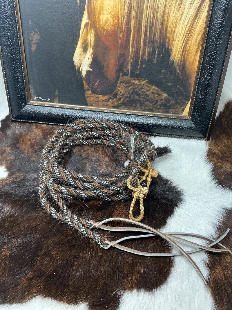 Mane Hair Split Rein W/Rawhide Connectors