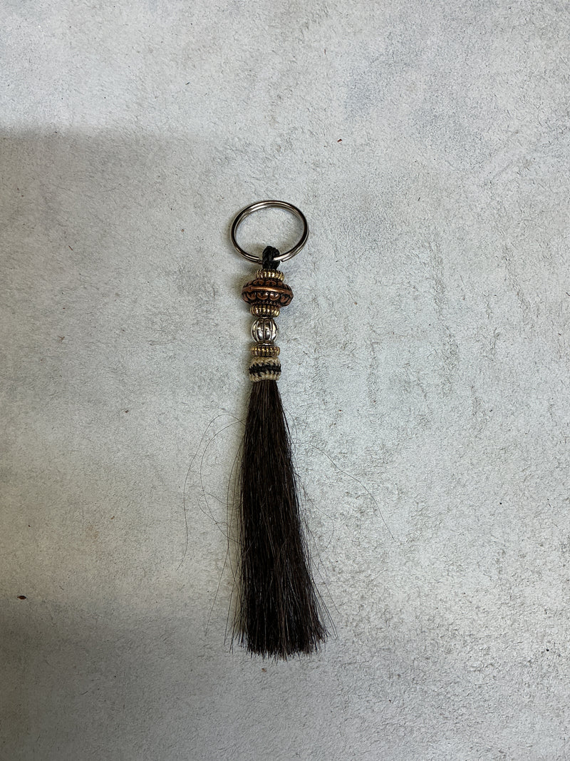 Horse Hair Tassel w/Beads Keychain