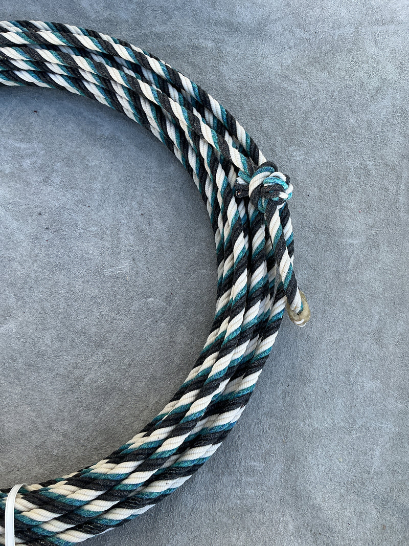 5/16" 60' Waxed Cotton - Teal , Black & White