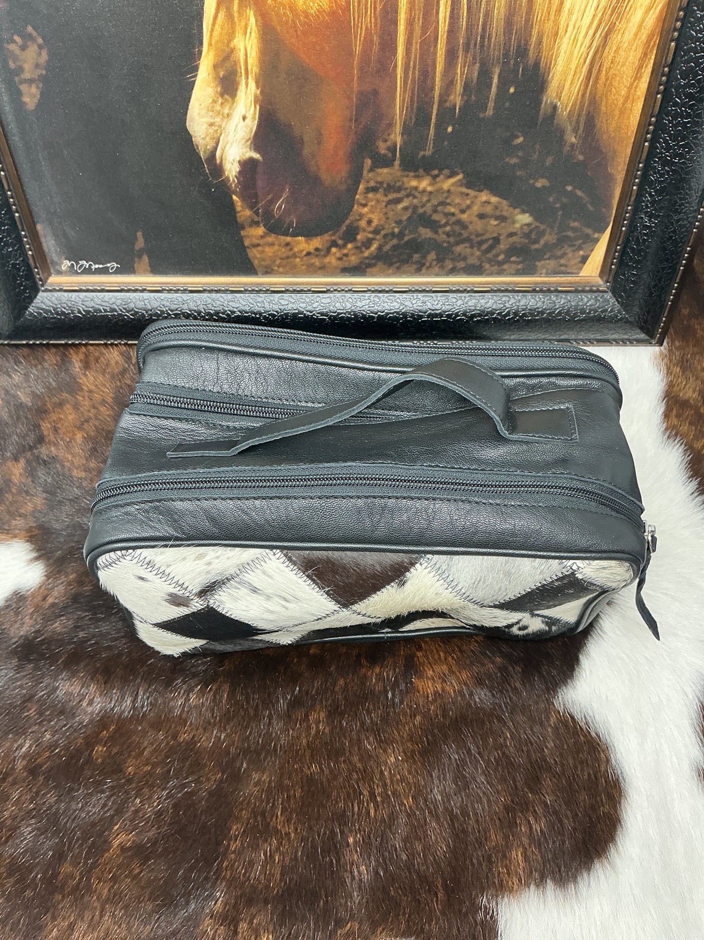 Cowhide Cosmetic Travel Bag