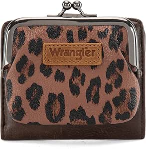 Wrangler Western Leopard Print Small Bi-Fold with Kiss Clasp Coin Purse