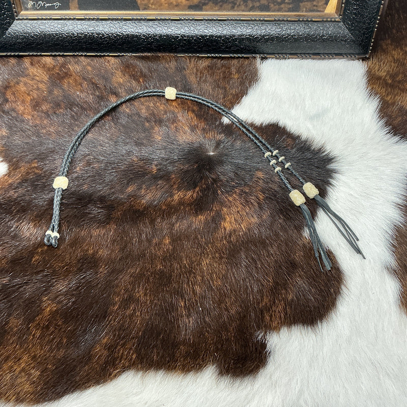 Braided Leather Stampede String w/Rawhide Accents
