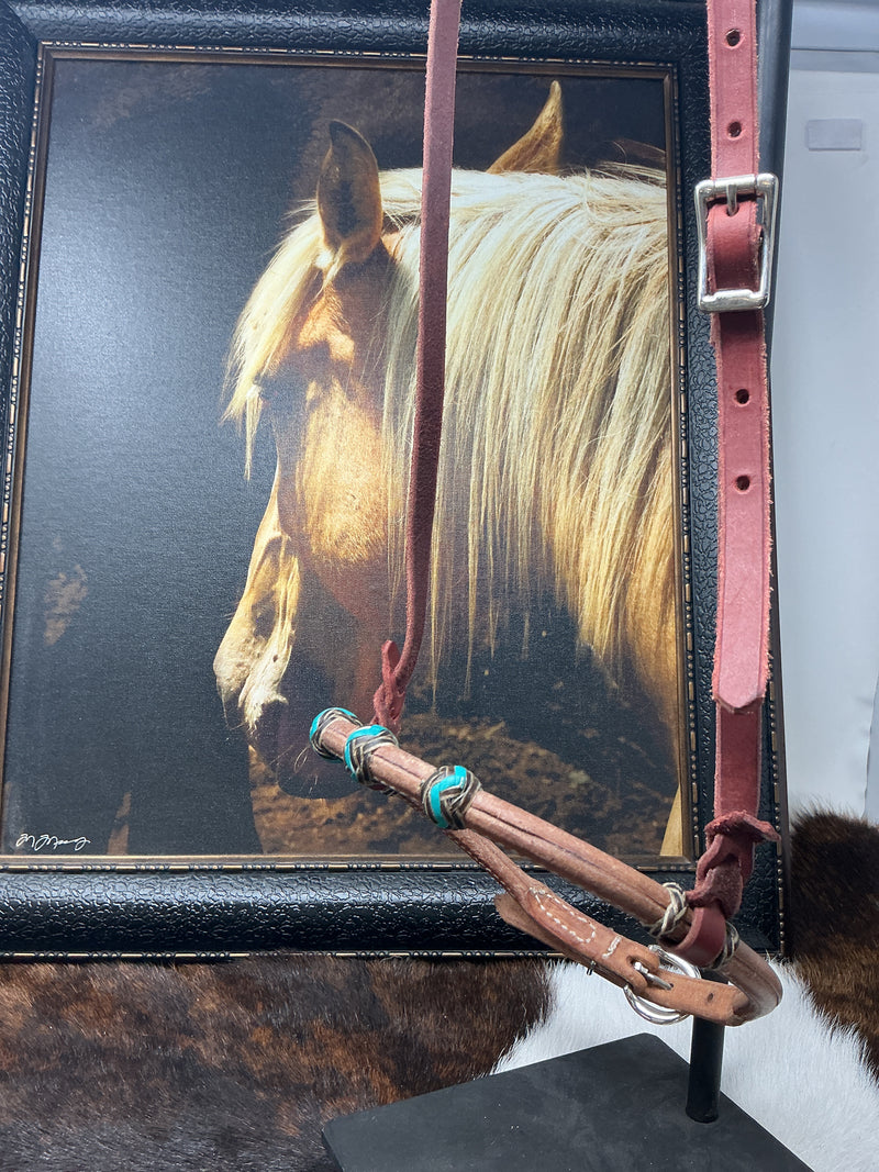 Rolled Leather Caveson w/Rawhide Buttons & Hanger