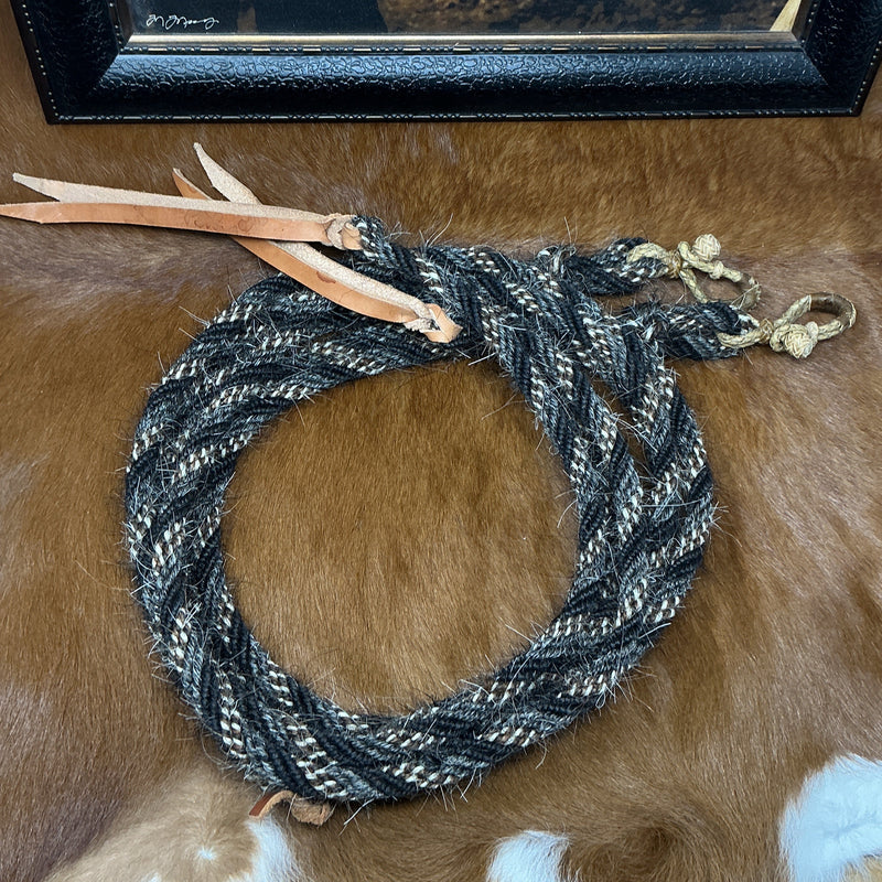 Mane Hair Split Rein W/Rawhide Connectors