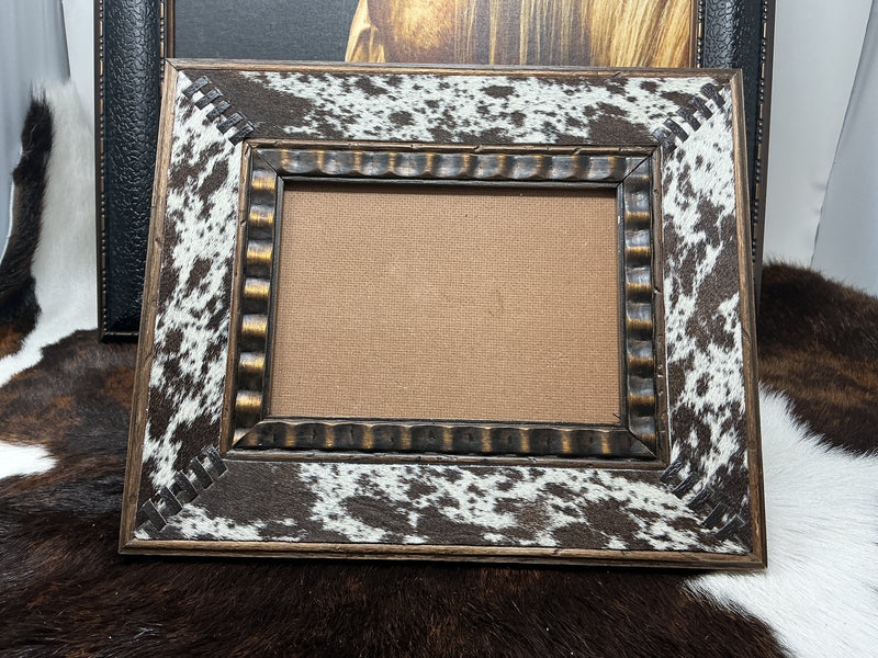 Cowhide & Wood Picture Frame