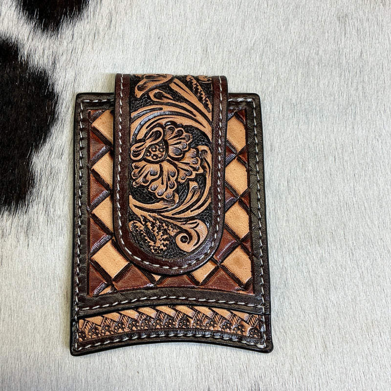 Checkered/Floral/Basket Money Clip Wallet