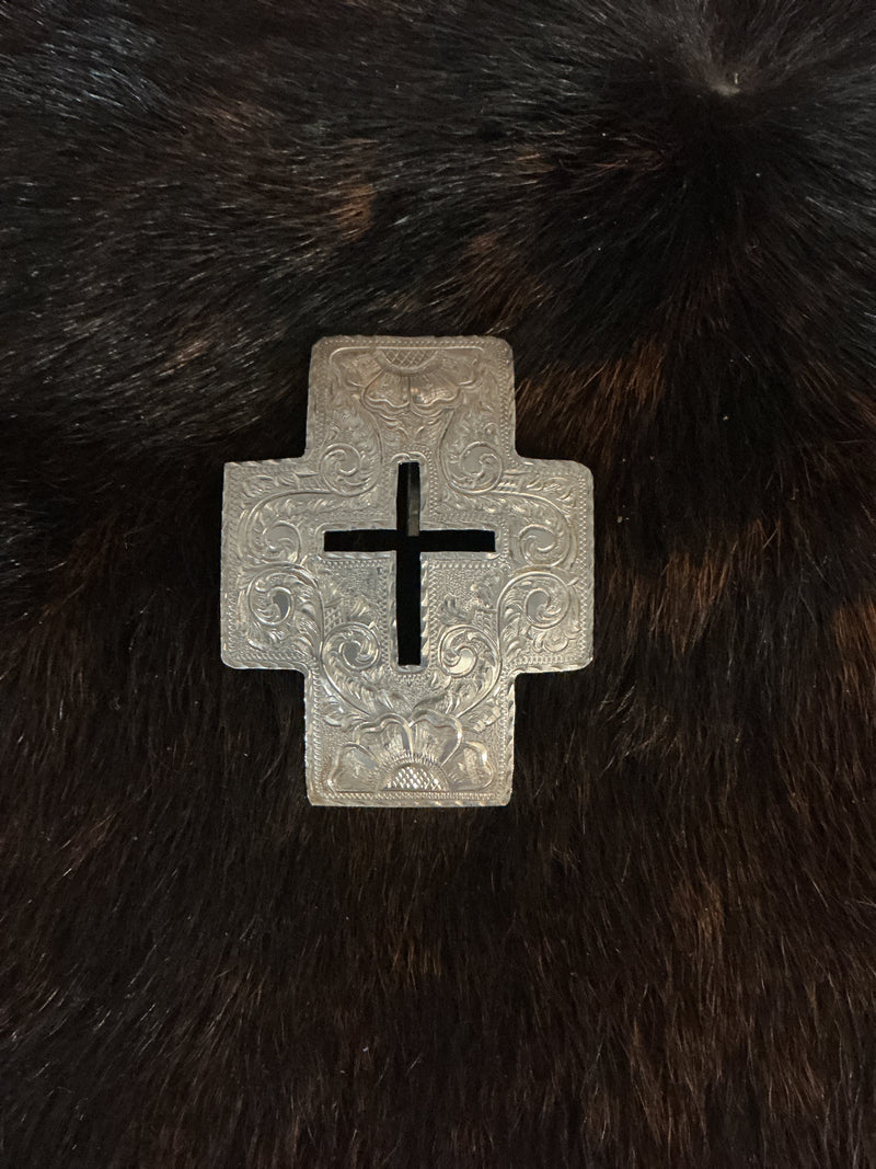 Sterling Silver Cut Out Cross Ponytail/Braid Accessory