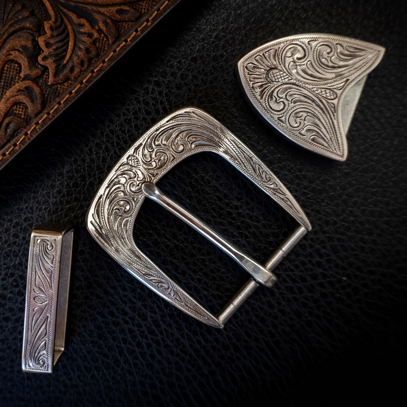 Engraved 3 Piece Buckle Set