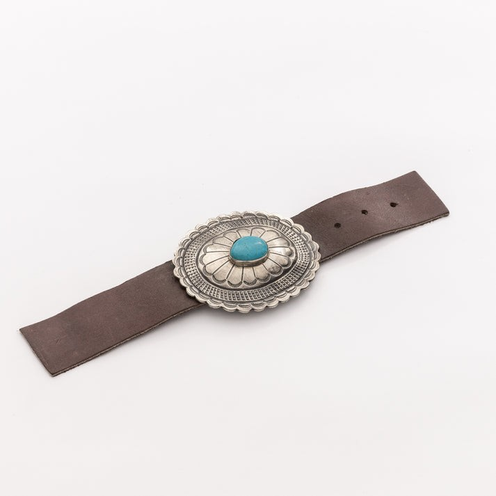 Rustic Silver Belt Buckle w/Turquoise