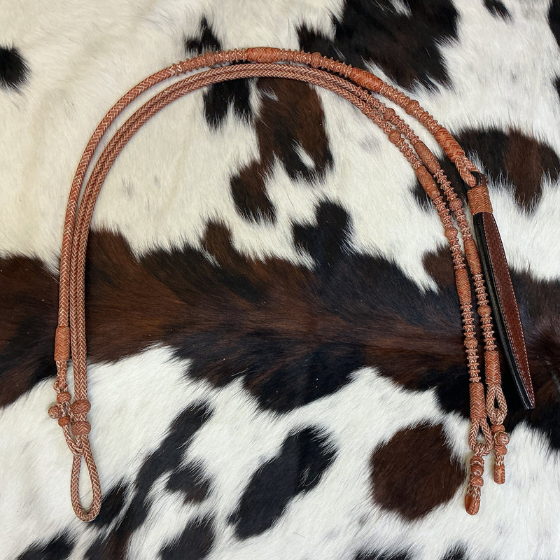 12 Plait Chestnut California Reins & Romal