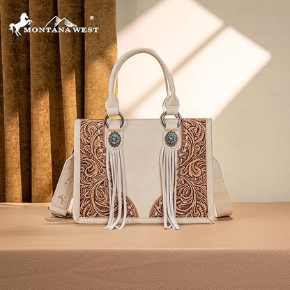 Montana West Tooled Concho Tote/Crossbody