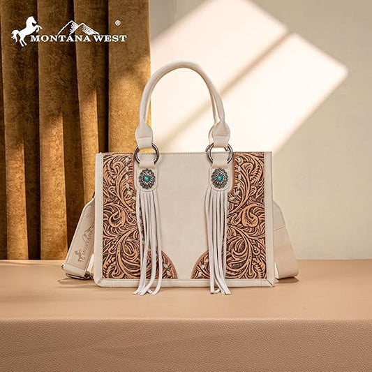 Montana West Tooled Concho Tote/Crossbody