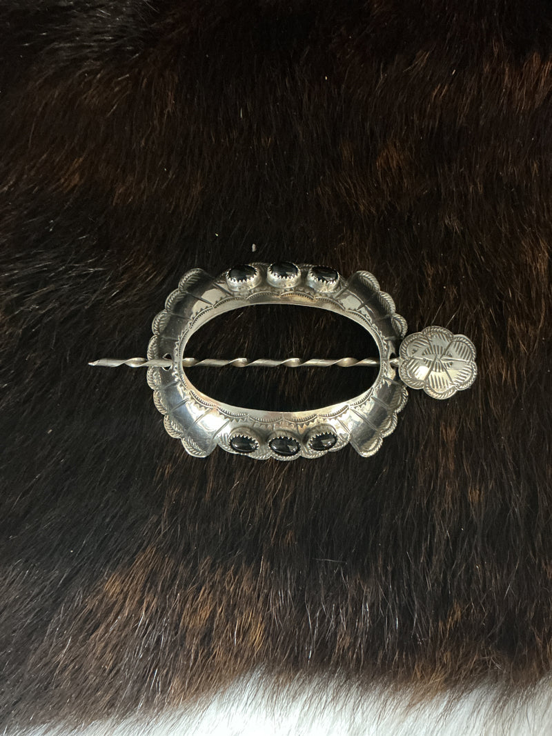 Stamped Sterling Silver Hair Pick Barrette