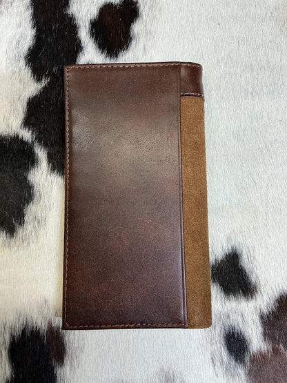 Roughout w/Floral Accent Checkbook Wallet