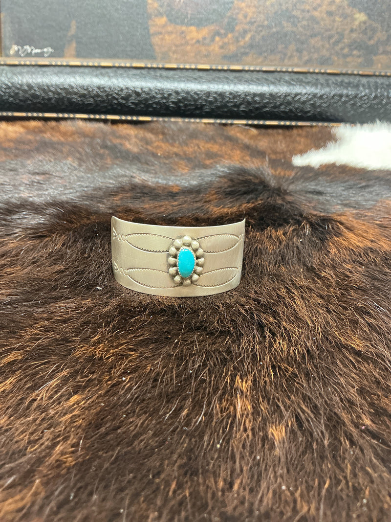 Stamped Sterling Silver w/Turquoise Ponytail Barrette