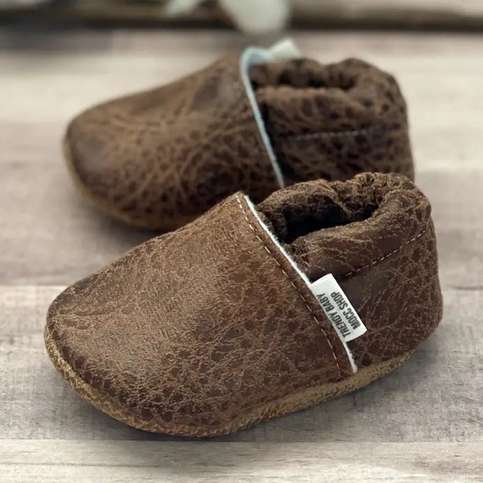 Chocolate Suede Baby Moccasins