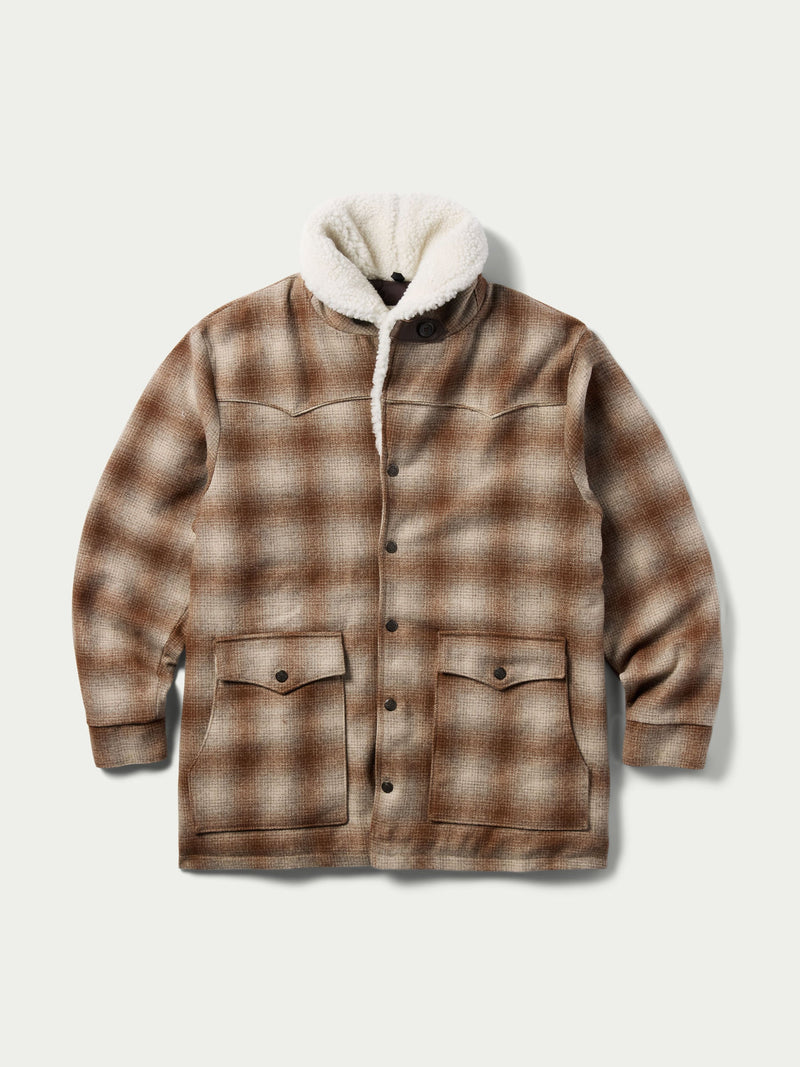 Wool Coat w/Shearling Collar