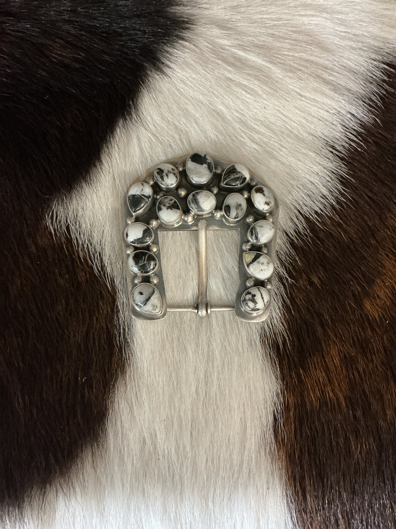 Sterling Silver w/White Buffalo Belt Buckle