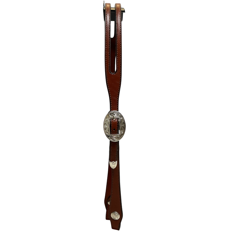 Shaped Split Ear w/Silver Plate Buckles & Conchos