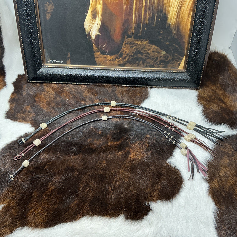 Braided Leather Stampede String w/Rawhide Accents