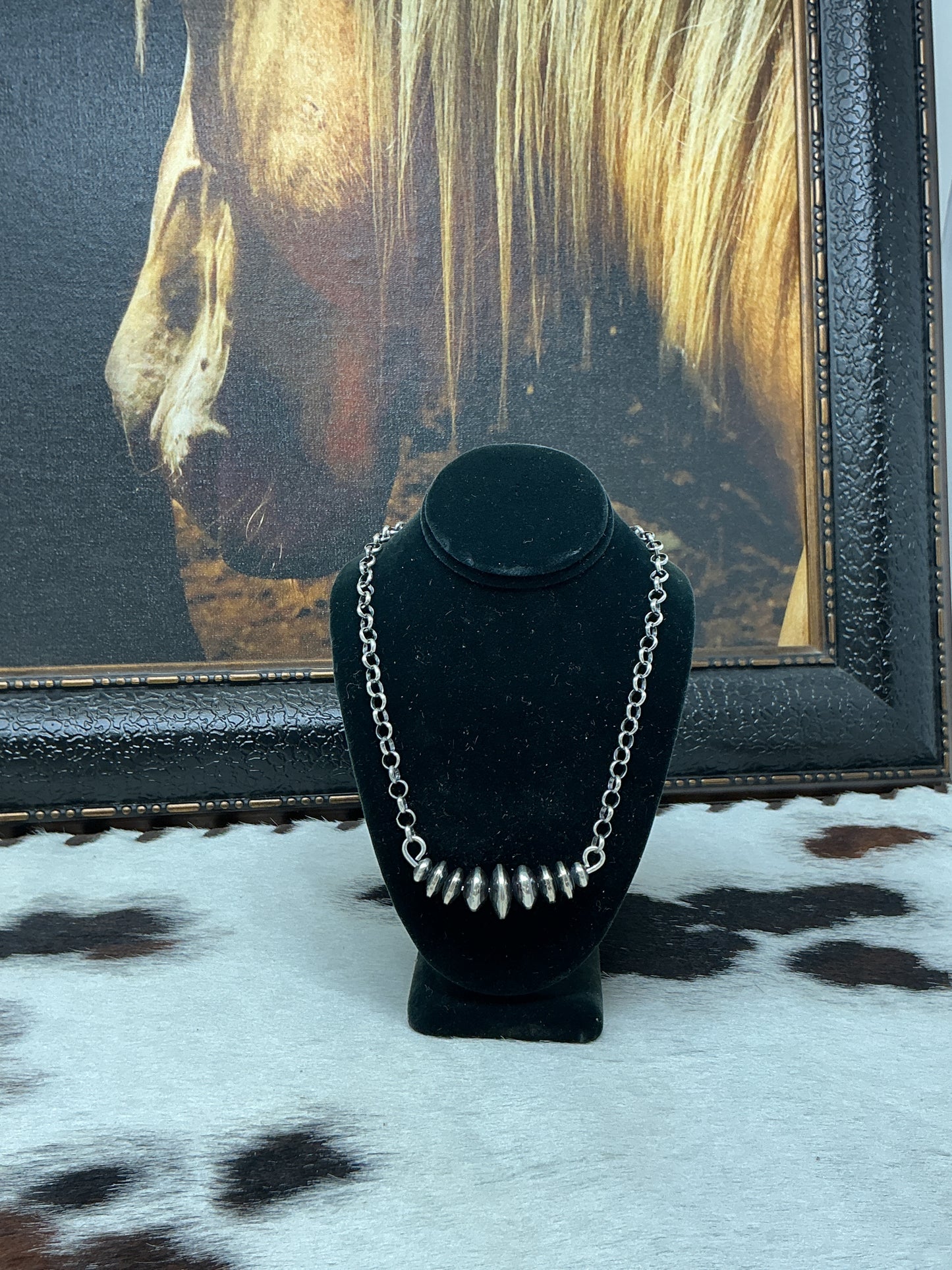 Navajo Pearl Saucer Bar Necklace