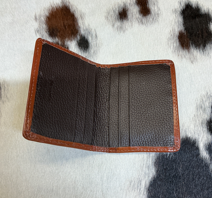 Hair-On w/Floral Carving Money Clip Wallet