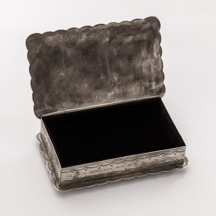 Stamped Rectangle Concho Box w/Turquoise