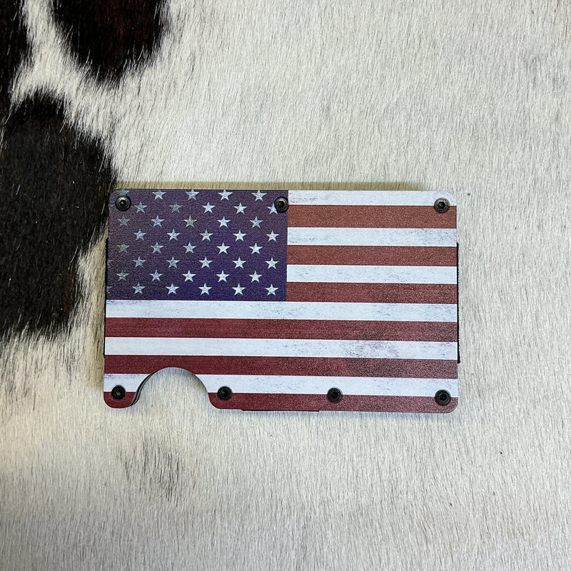 Carbon Fiber RFID Blocking Wallet w/American Flag