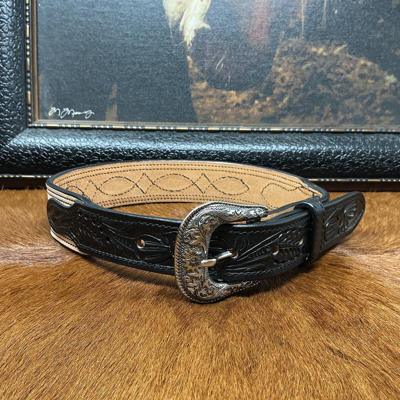 Tan & Black Floral Kids Belt